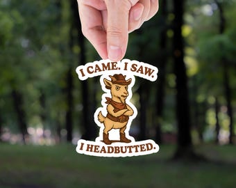 Cowboy Goat Meme Sticker: Funny Farm Animal Decal