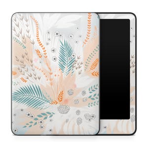 botanical kindle skin, pastel floral kindle wrap, aesthetic leaf kindle cover, 12th gen kindle paperwhite sticker, boho plant ebook skin