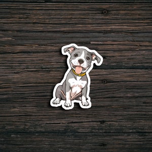 Cute Playful Pitbull Sticker | Waterproof | Vinyl Sticker | Laptop | Water Bottle  | Scrapbook | Cartoon Style | Die Cut Sticker