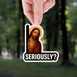 Jesus Seriously Sticker, Funny Sticker Gift, Jesus Sticker, Meme Sticker, Vinyl Decal For Laptops, Water Bottles, Cars, Jesus son of god