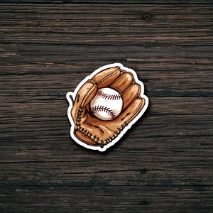 Baseball Glove Sticker | Waterproof | Vinyl Sticker | Laptop | Water Bottle | Scrapbook | Cartoon Style | Die Cut Sticker