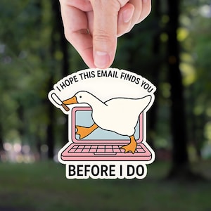 Angry Goose Laptop Sticker: Funny Work From Home Meme