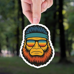 Retro Bigfoot Sticker: Funny Sasquatch Vinyl Decal