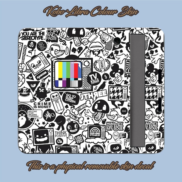 Kobo Libra Colour Skin: Black and White TV Decals