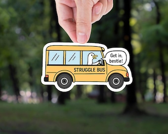 Struggle Bus Sticker: Retro Mental Health Decal - Waterproof