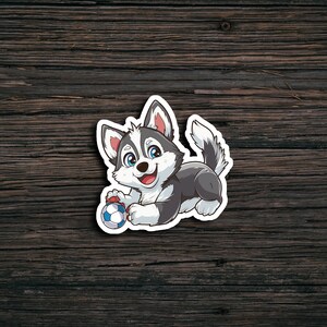 Cute Playful Husky Sticker | Waterproof | Vinyl Sticker | Laptop | Water Bottle | Scrapbook | Cartoon Style | Die Cut Sticker