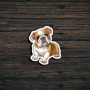 Cute Playful Bulldog Sticker | Waterproof | Vinyl Sticker | Laptop | Water Bottle | Scrapbook | Cartoon Style | Die Cut Sticker