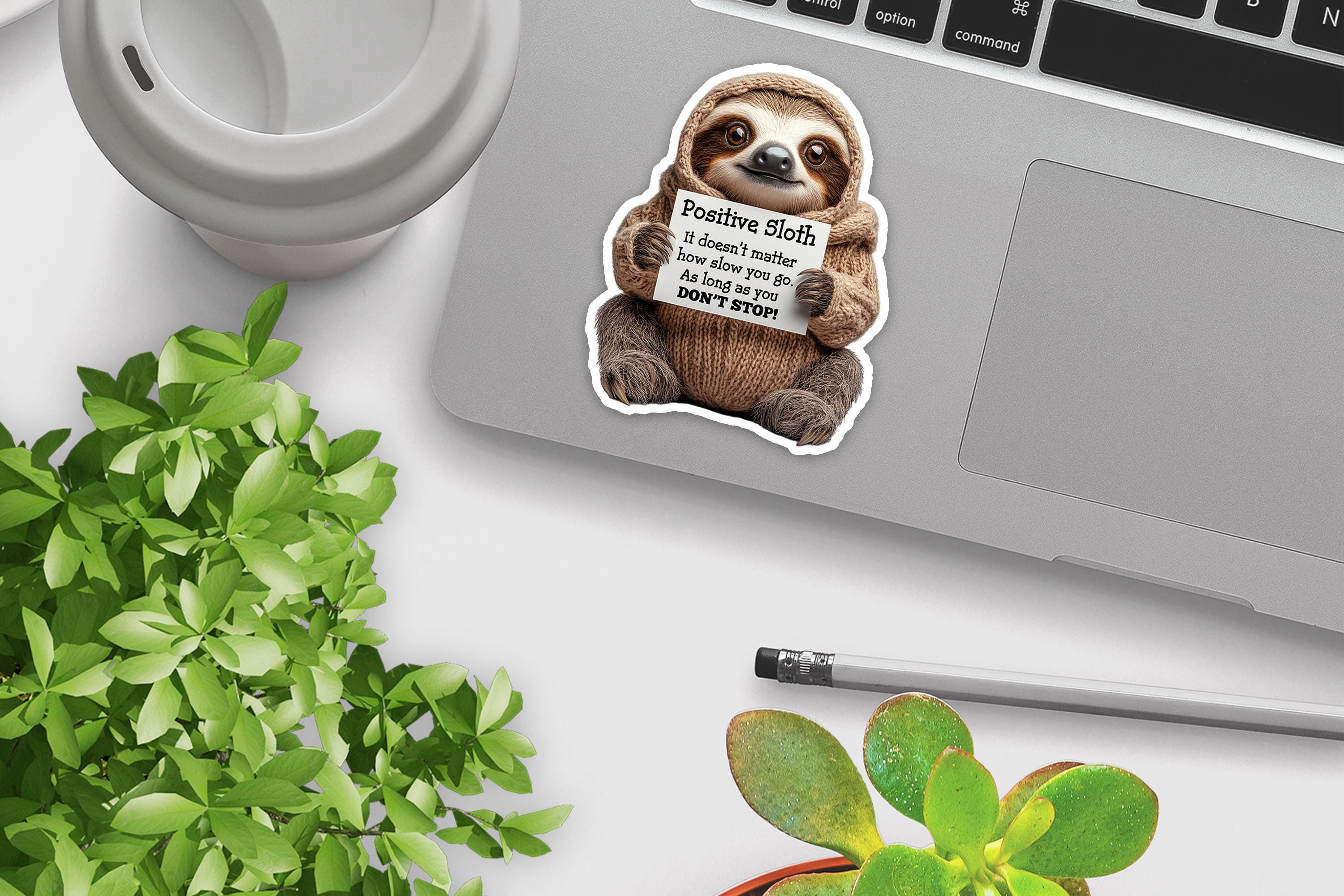 Sloth Emotion Check In Cute Sloth Emotional Support Sticker Glossy Vinyl Sticker - This is ...
