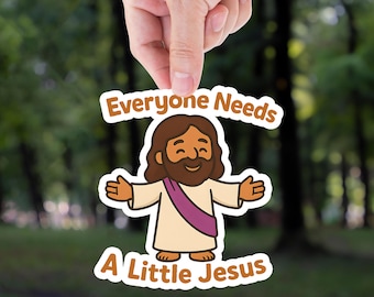 Funny Jesus Sticker: Christian Meme Decal - Laptop, Water Bottle