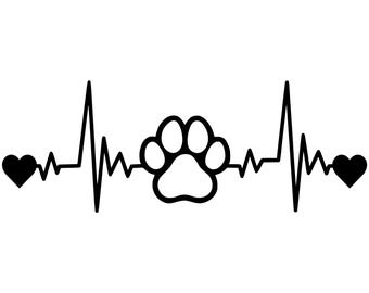 Heartbeat Paw Print Vinyl Decal: Pet Lover Car Sticker