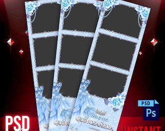 Quinceañera Photoshop PSD  Photo Booth Template, 4x6 inches, Editable File, Quince Template