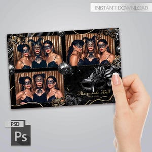 Carnival Photo Booth Template, Masquerade Photo Booth Template, template Photoshop PSD  Photo Booth Template,  4x6 inches, Editable File