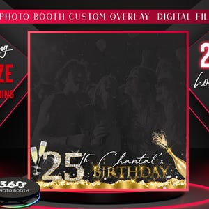 Black Gold Man&#39;s Birthday, 360 Video Booth Overlay, Processing 24hrs, Elegantb Birthday  Photo Booth Template,Black Photo Booth Overlay,