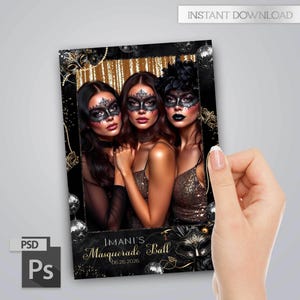 Carnival Photo Booth Template, Masquerade Photo Booth Template, template Photoshop PSD  Photo Booth Template,  4x6 inches, Editable File