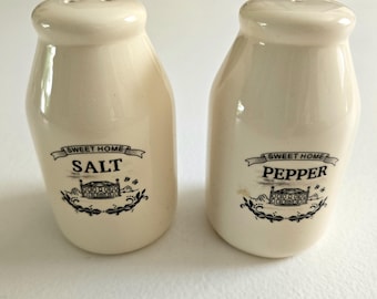 Vintage Country Sweet Home Milk Can Salt and Pepper Shakers