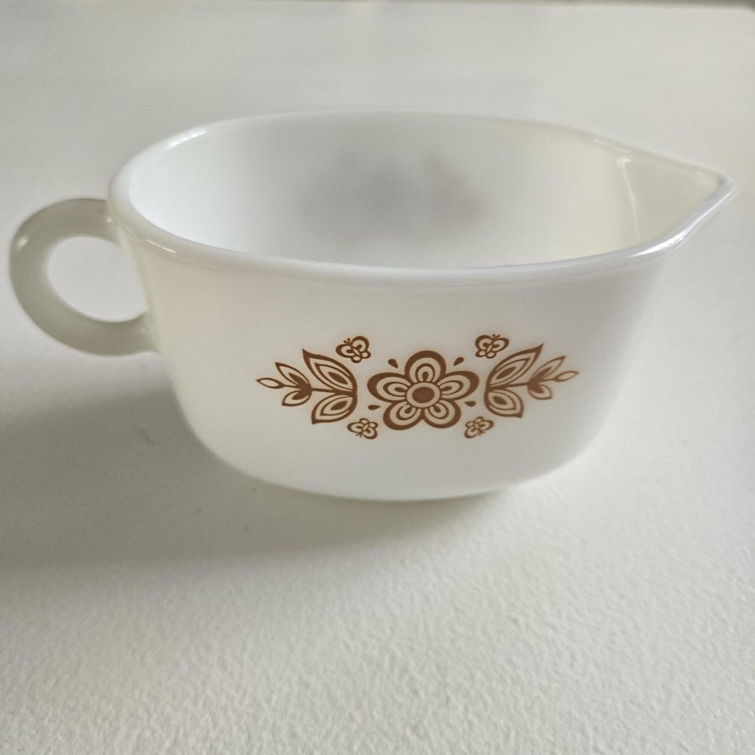 Vintage Pyrex Corning Milk Glass Butterfly Gold Gravy Syrup Boat 77B - Etsy