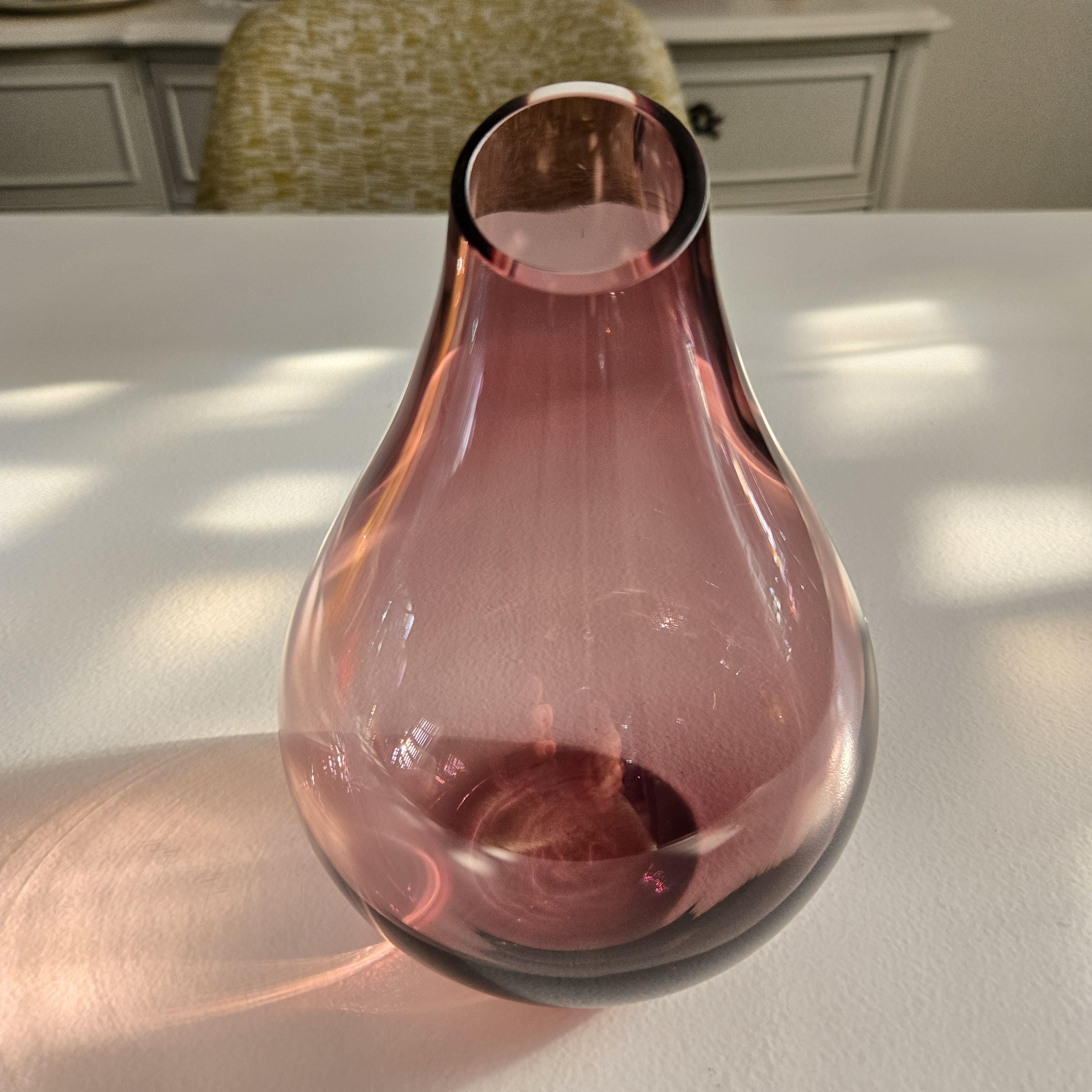 Vintage Ikea lila Kunst-Glas- Form Vase 6,5 