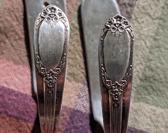 2 Buitterknife Hooks Vintage Silverware