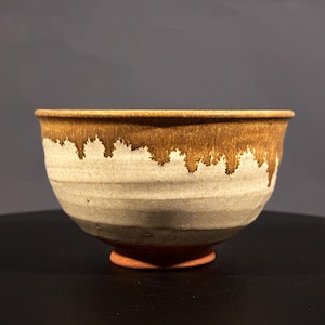 Antique Japanese Karatsu Matcha Tea Bowl, Handcrafted Rustic Chawan, Wabi-Sabi Aesthetic Ceramics