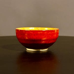 Antique Kutani Kinrande Tea Bowl – Hand Painted Gold Gilt Kutani Porcelain, Japanese Red Overglaze Matcha Chawan with Dragon Motif