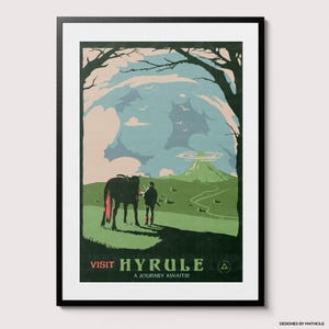 Besuchen Sie Hyrule Poster | The Legend of Zelda Hyrule Reiseplakat | Legende von Zelda Poster | Geschenk | Zelda Poster