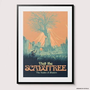 Visit The ScaduTree Poster - Retro Vintage Videospiel Kunstdruck, Gothic Art, Bestes Gamer Geschenk, Elden Ring Geschenk, Schattenreich