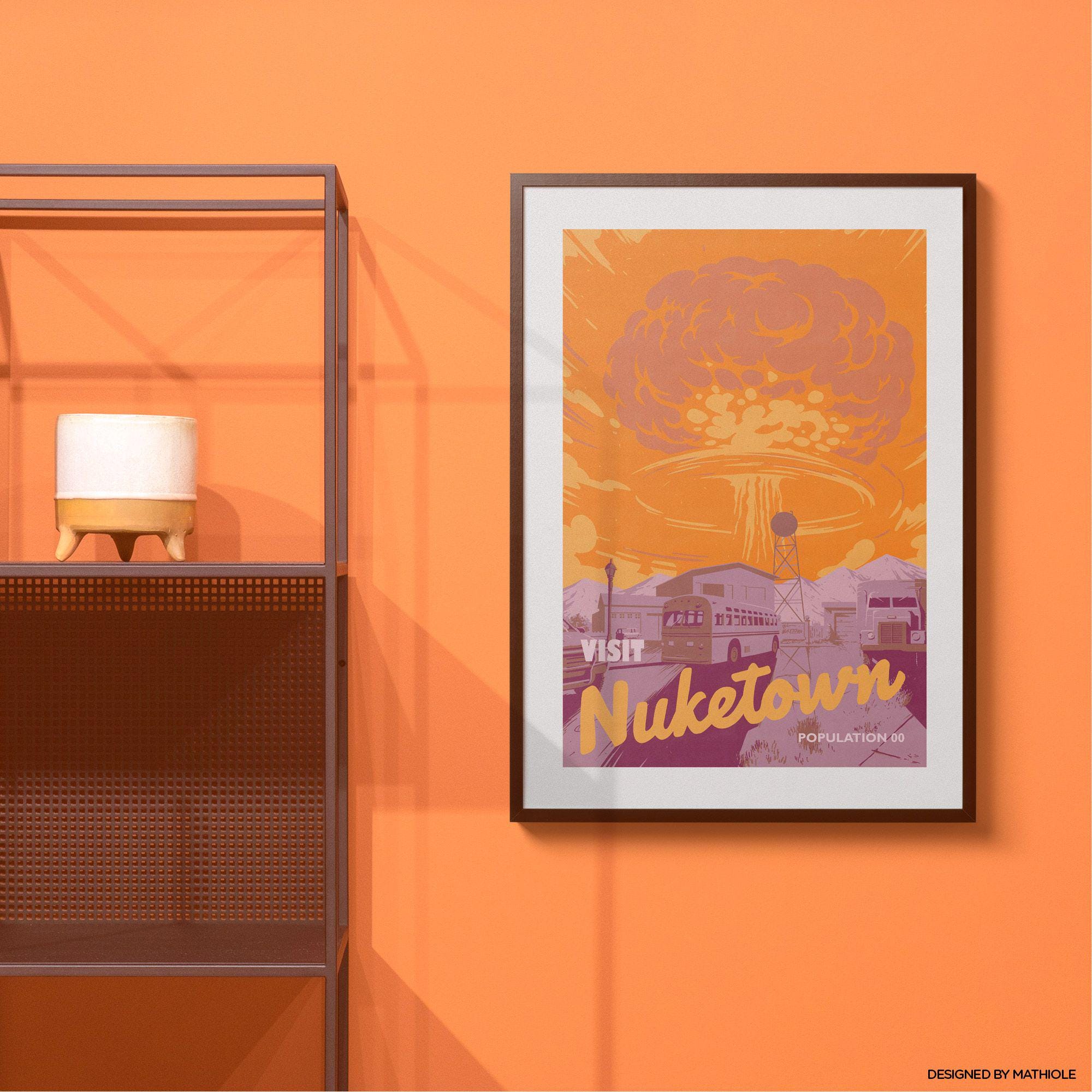 Visit Nuketown Poster - Retro Illustration - Gamer Geek Gift