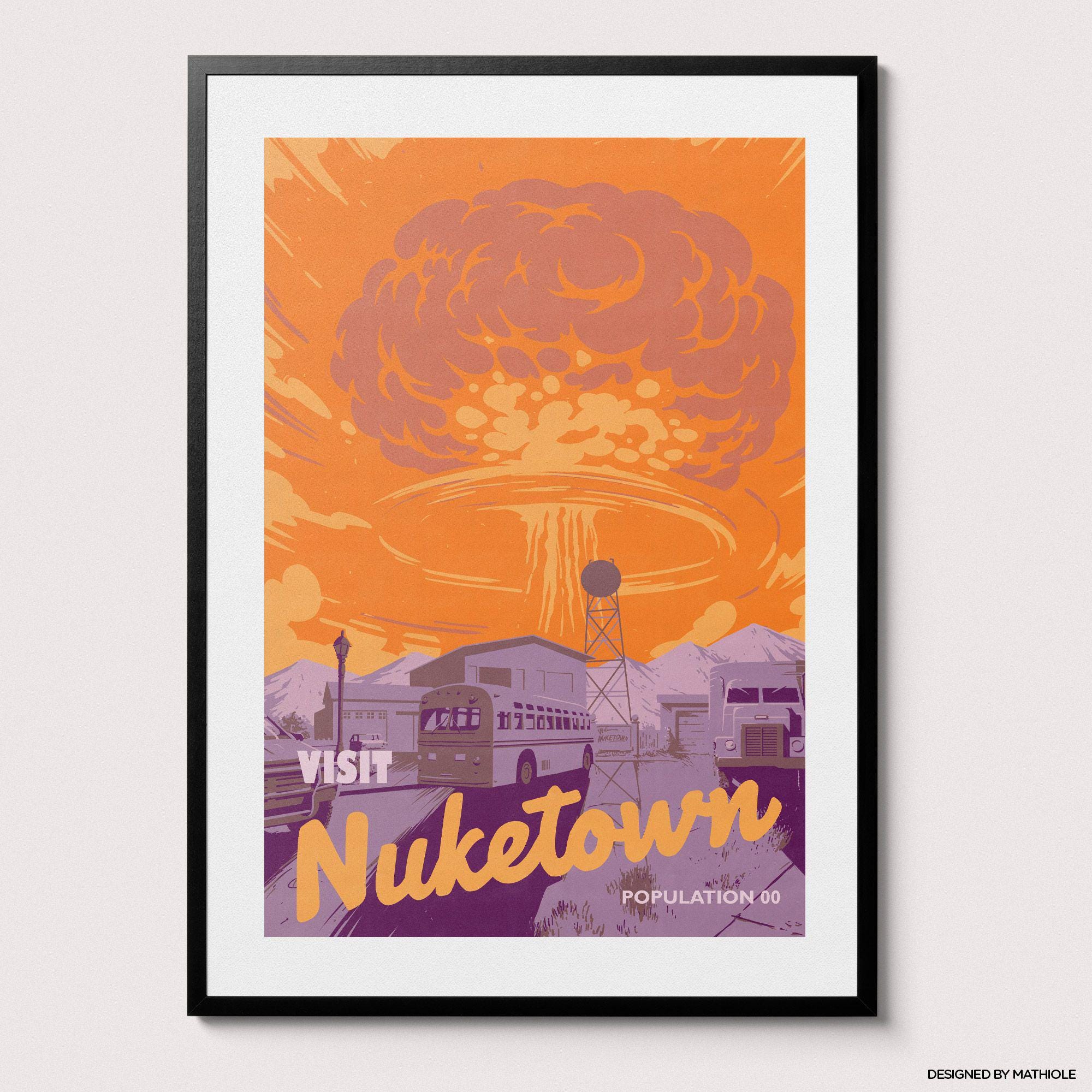 Visit Nuketown Poster - Retro Illustration - Gamer Geek Gift