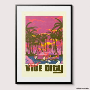 Visit Vice City Poster - Vice Celebrity Poster TV Movie Poster Retro Gift Karaoke Man Cave Bars Cafes Decor Vintage Art Decorations Metal