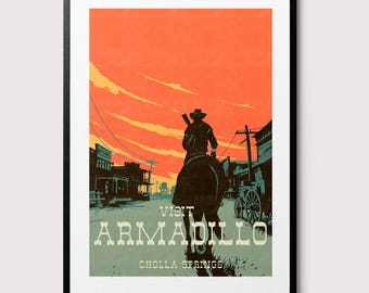 Póster de Armored Western: el mejor regalo de videojuegos, western, RDR, redención, acuarela clásica.