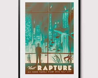 Raptureポスターをご覧ください - ヴィンテージレトロイラストアートプリント、2000年代のノスタルジア、最高のゲーマーギフト、PCゲーマー