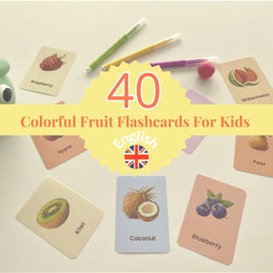 40 Flashcards de fruits en anglais