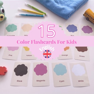 15 Flashcards des couleurs en anglais