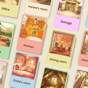 15 Flashcard stanze della casa in inglese