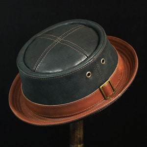 Handcrafted Leather pork pie hat PPH-15 for a Timeless Style Statement