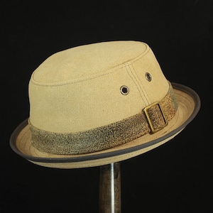 Summer beige cotton pork pie hat PPH-05