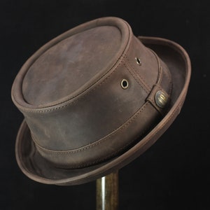 Classic Leather Pork Pie Hat PPH-62 - Vintage Style Accessory