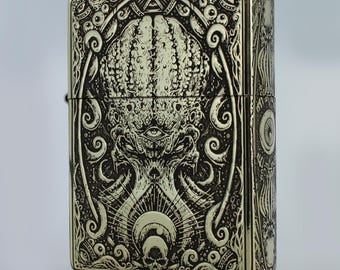 Zippo Armor petrol lighter with Cthulhu engraving