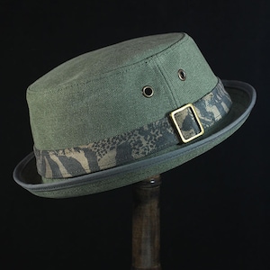 Summer green cotton pork pie hat PPH-26