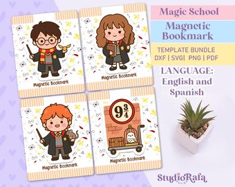 Magic School Magnetic Bookmarks – Magical World – DIY Printable Template – SVG, DXF, png for Cricut and Silhouette