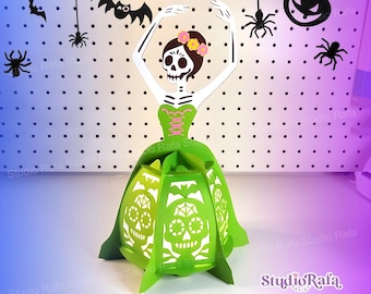 Catrina Lantern | Day of the Dead Halloween DIY Lantern | Decoration | Pdf | DXF | SVG