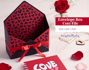 Valentine Envelope Box SVG | Gift Box Cut File for Cricut & Silhouette | DXF | PDF