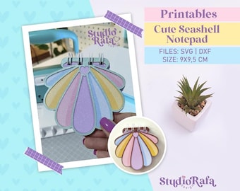 Cute Seashell Notepad SVG DXF | Beach Notepad Cut File for Cricut & Silhouette | DIY Paper Craft