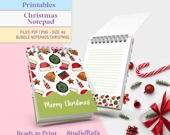 Printable A6 Sweet Christmas Notepad | Cute and Cozy | Winter Notepad | Santa's Gift List Journal | SIZE A6 | PNG PDF
