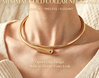 Collana girocollo spessa e vistosa color oro per donna, girocollo a goccia con polsino aperto, girocollo moderno, semplice girocollo dorato, elegante gioiello alla moda, regalo
