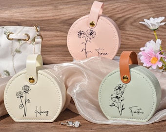 Travel Jewelry Box, Wedding Bridesmaid Gifts, Personalized Gifts for Her, Engraved Jewelry Case, Birthday Gift for Women, Travel Accessories