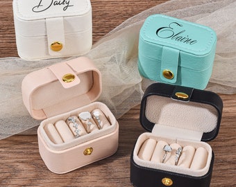 Personalized Travel Jewelry Box, Small Ring Storage Box, Gifts for Her, Bachelorette Party Gifts, Bridesmaid Proposal Gifts
