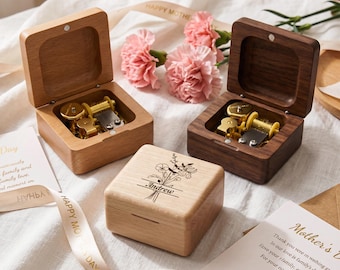 Personalized Walnut Music Box, Birthday Keepsake Gift, Custom Engraved Name, Heirloom Music Box