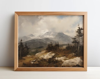 Rustic Mountain Landscape Print | Mountain Painting | PRINTABLE