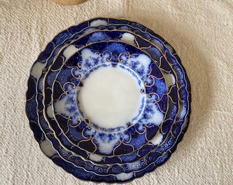 Rare Antique Alfred Meakin Flow Blue China In The "Regency" Pattern
